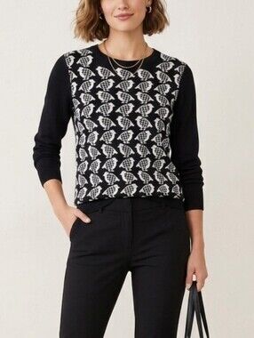 Charter Club Whimsy Bird-Pattern Crewneck Sweater